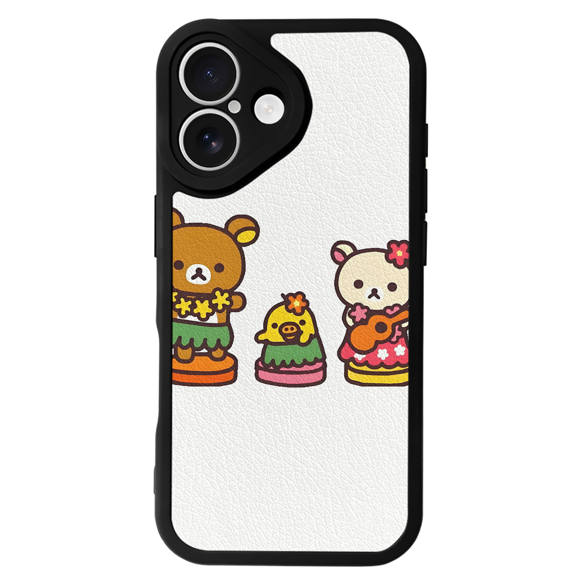 （画像用） リラックマ リラックマ キイロイトリ Rilakkuma Korilakkuma Kiiroitori 【iPhone 16シリーズ対応】シリコンスマホケース（レザー調） 材質：シリコン